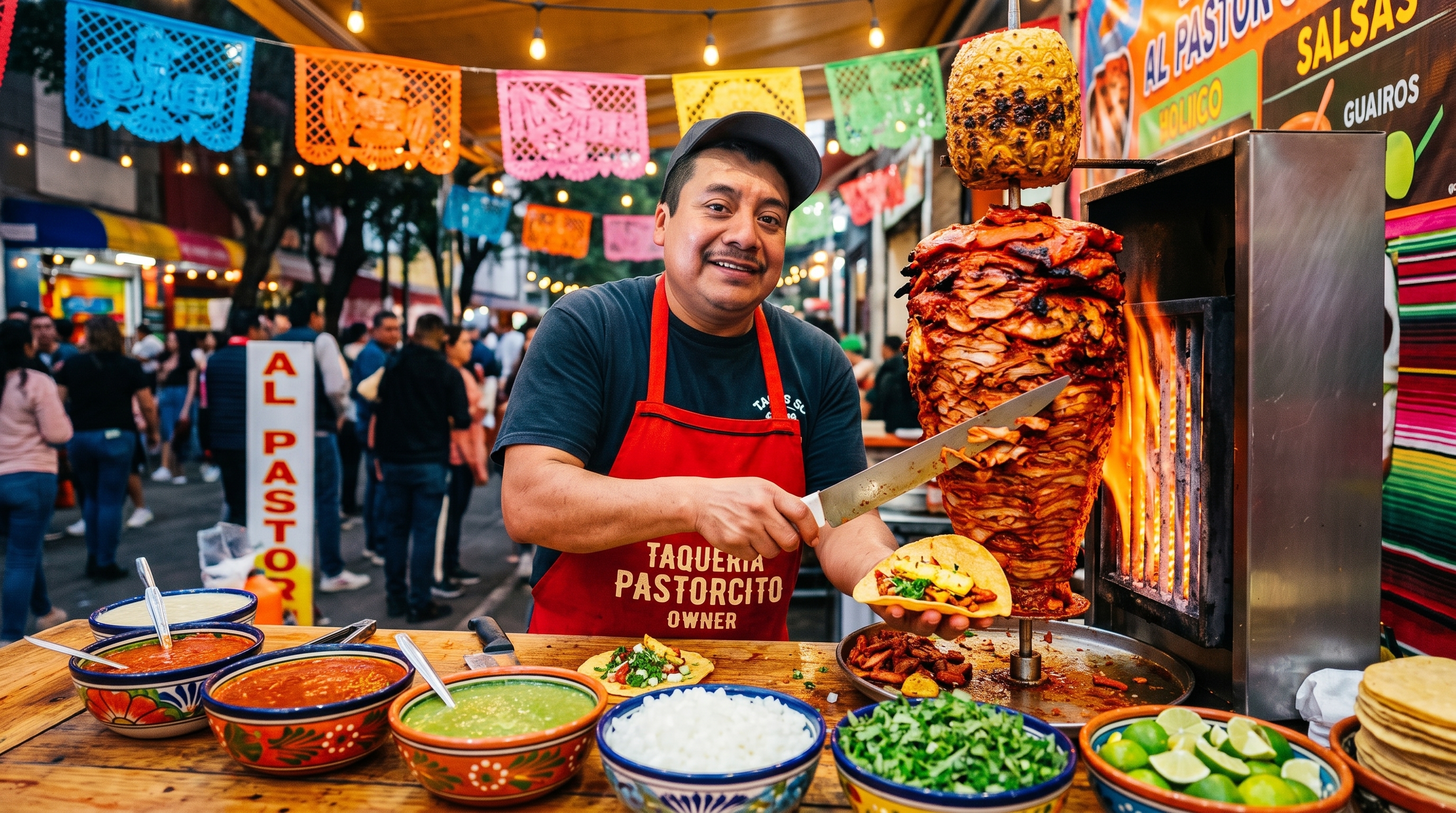 Authentic Tacos Al Pastor from vertical trompo spit